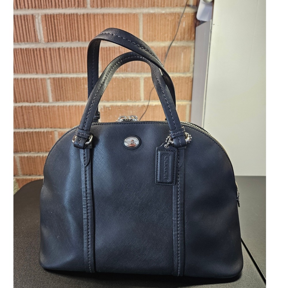 Coach Sierra Satchel Black Crossgrain Leather Dome Handbag F37218